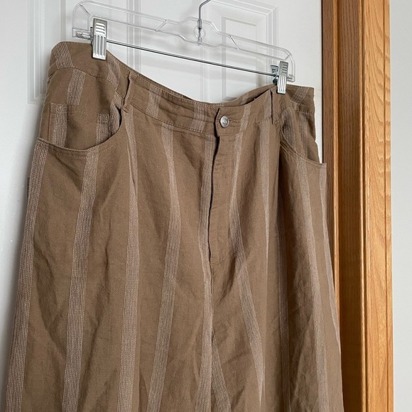ASOS Linen Blend Tan Striped Wide Leg Pants Size 14 - Picture 3 of 7